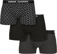 Urban Classics Boxershort Boxer Shorts 3-Pack Branding Aop/Black/Charcoal Urban Classics Boxershort Boxer Shorts 3-Pack Branding Aop/Black/Charcoal
