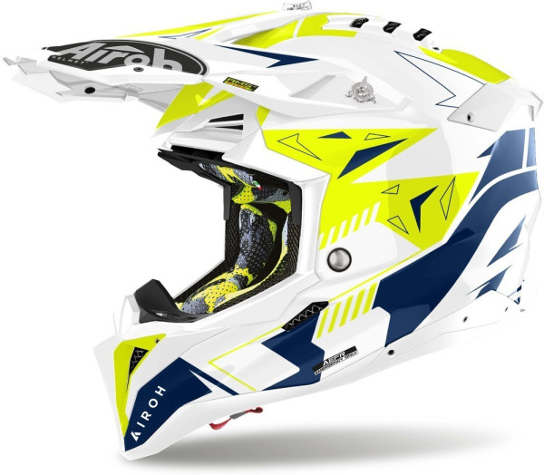 Airoh Motorrad Crosshelm Aviator 3 Spin Yellow/Blue