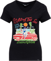 Queen Kerosin Damen Basic T-Shirt V Hals "Road To The Sun" QKU41019