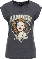 Queen Kerosin Damen Enzymwash T-Shirt "Diamonds" QKI41011