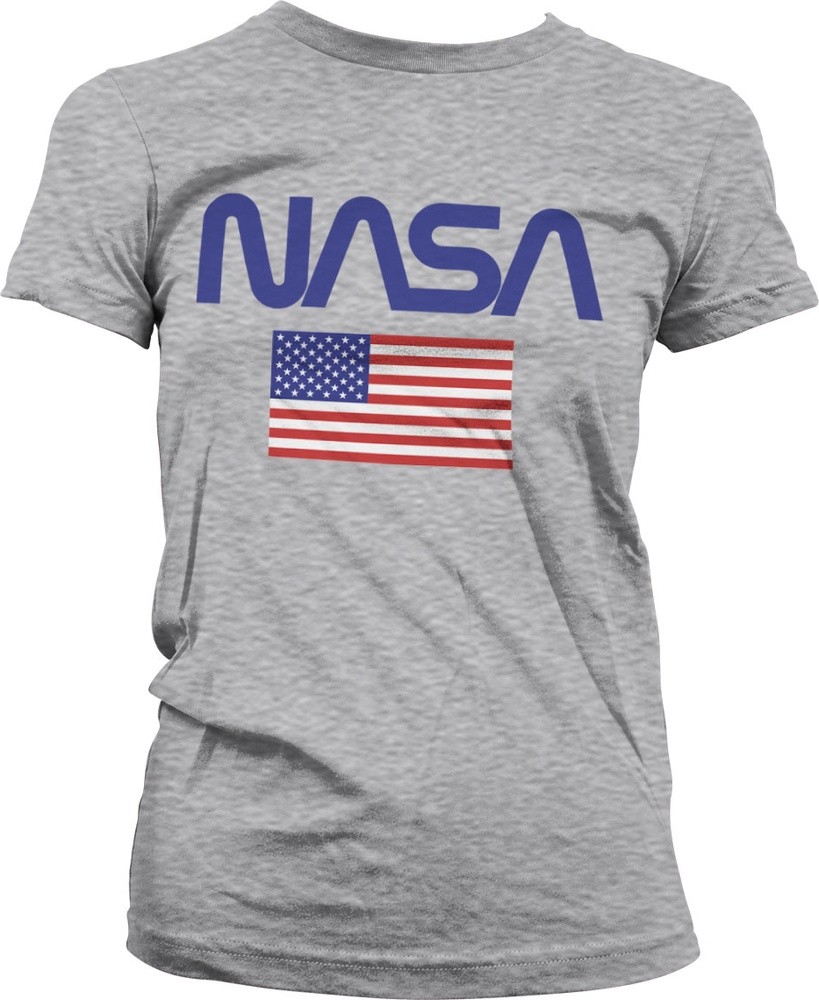 NASA Old Glory Girly Tee Damen T-Shirt Heather-Grau - Damen