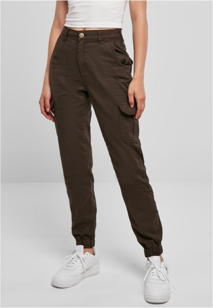 Urban Classics Damen Hose Ladies High Waist Cargo Pants Brown