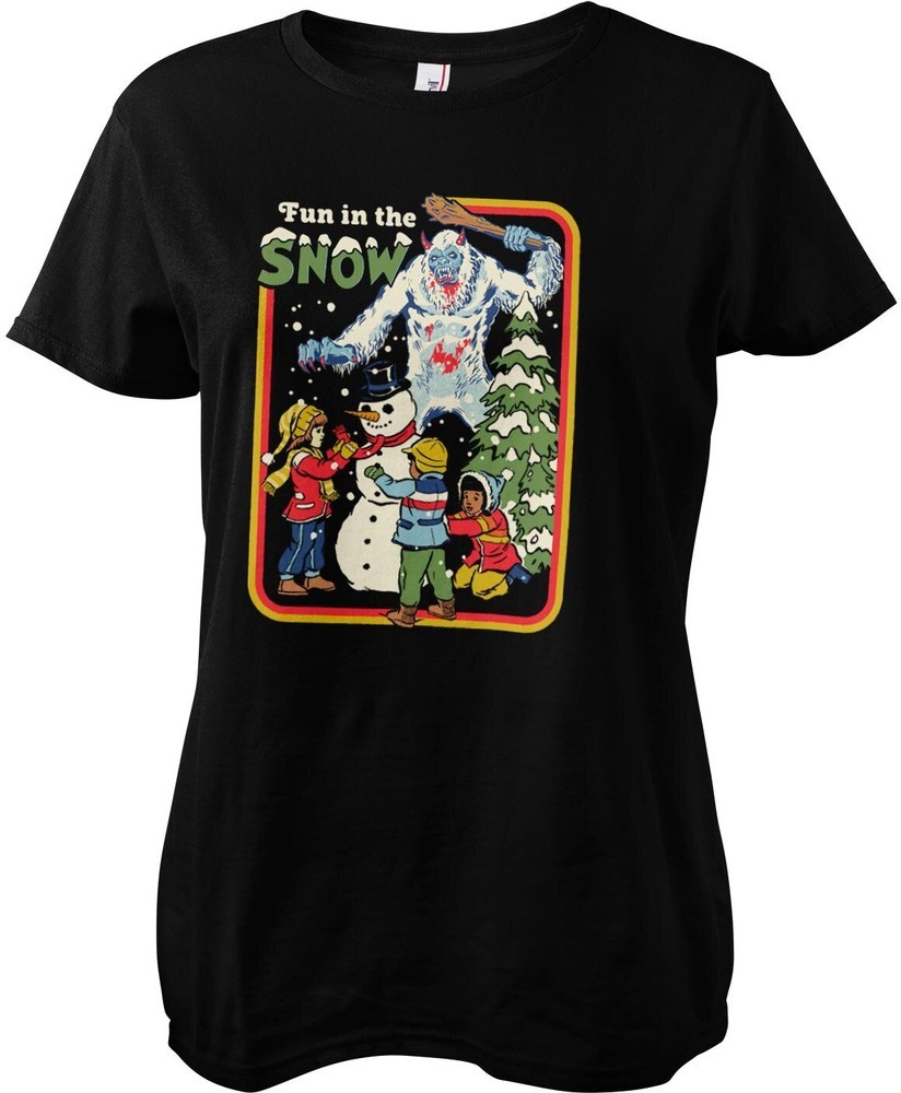Steven Rhodes Fun In The Snow Girly Tee Damen T-Shirt Schwarz - Damen
