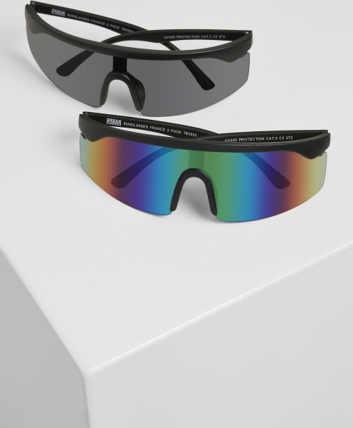 Urban Classics Sonnenbrille Sunglasses France 2-Pack Black/Bluegreen