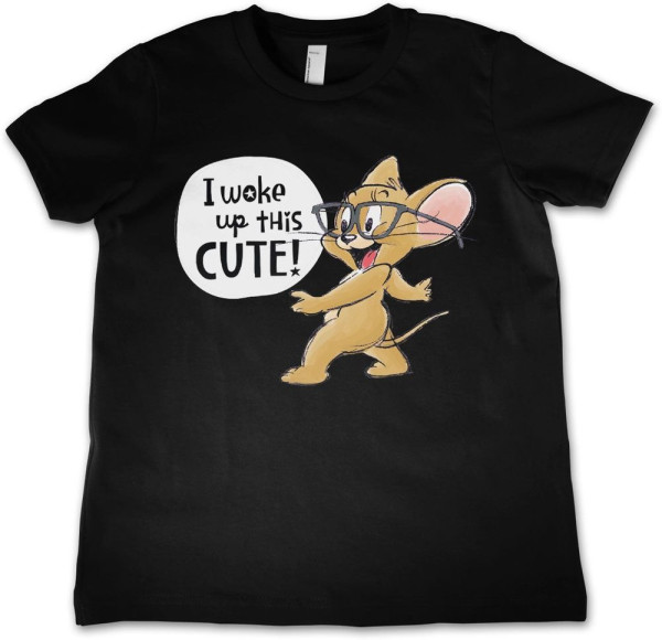 Tom & Jerry I Woke Up This Cute Kids T-Shirt Kinder Black