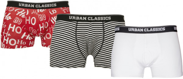 Urban Classics Boxershort Boxer Shorts 3-Pack Hohoho Aop+Black/White+White