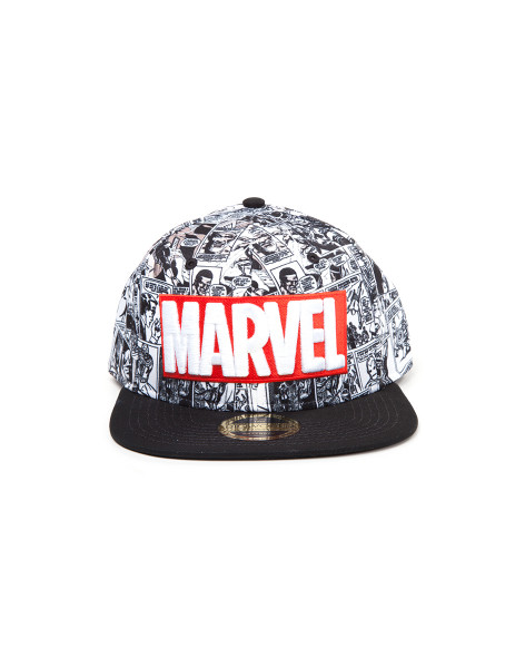 Marvel Comics Retro Cap Classic Red and White Logo Snapback Black