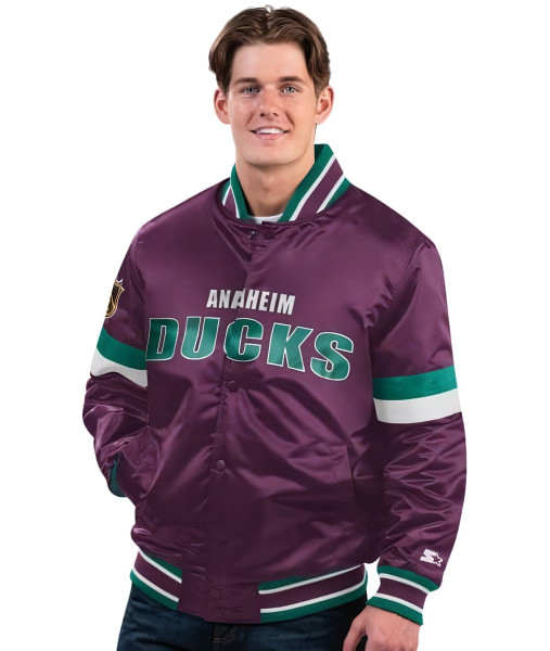 Anaheim Ducks Diveplay Satin Varsity Jacket 5200435