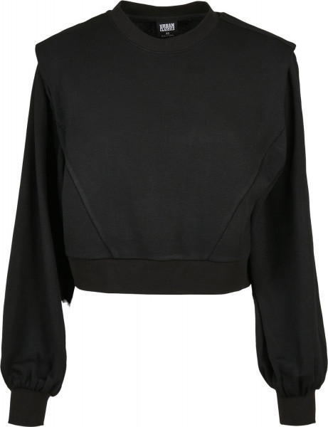 Urban Classics Damen Hoodie / Sweatshirt Ladies Padded Shoulder Modal Terry Crewneck Black