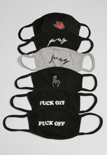 Mister Tee Mundschutz Face Mask 6-Pack Black+Heathergrey