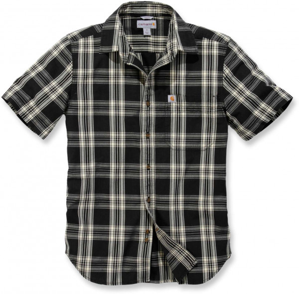 Carhartt Herren T-Shirt S/S Essential Open Collar Shirt Plaid Black