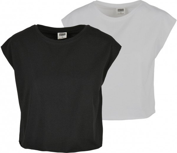 Urban Classics Damen T-Shirt Ladies Organic Short Tee 2-Pack Black/White
