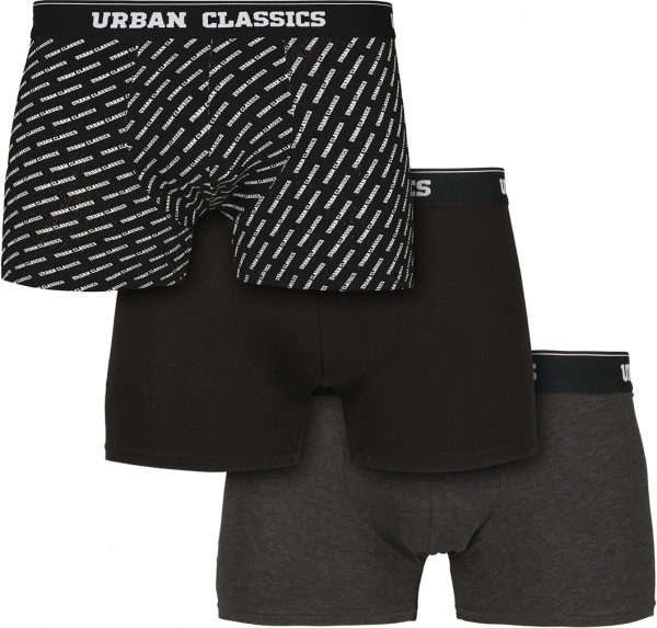 Urban Classics Boxershort Boxer Shorts 3-Pack Branding Aop/Black/Charcoal