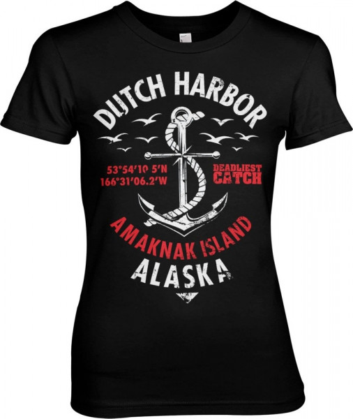 Deadliest Catch Dutch Harbor Girly Tee Damen T-Shirt Black