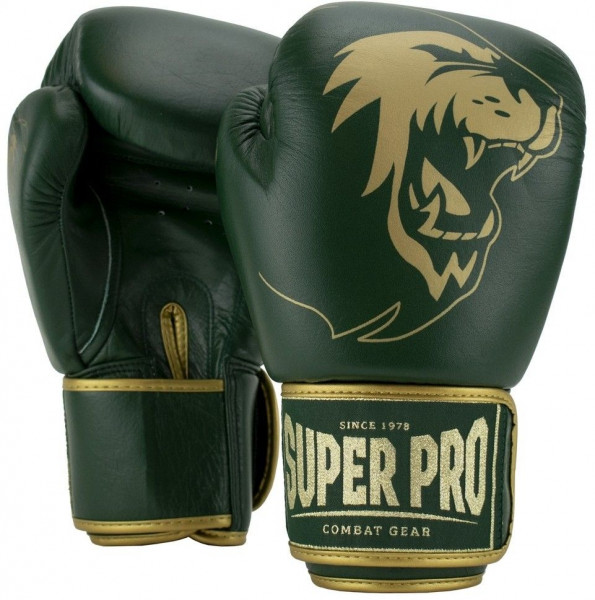 Super Pro Combat Gear Warrior SE Leder Boxhandschuhe Grün/Gold | Boxen |  Sport | Fanartikel