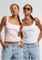Urban Classics Damen Ladies Wide Neck Rib Top 2-Pack TB7513A White-3XL