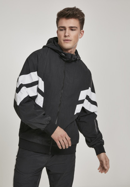 Urban Classics Jacket Crinkle Panel Track Jacket Black/White