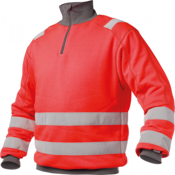 Dassy Warnschutz Sweatshirt Denver PESCO84 Neonrot/Zementgrau