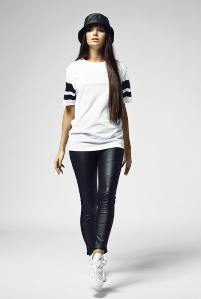 Urban Classics Female Shirt Ladies Stripe Mesh Tee Black/White