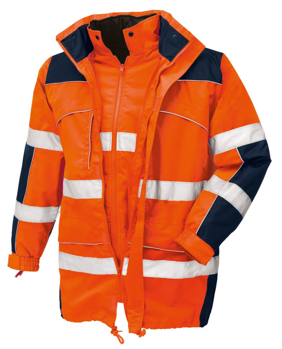 teXXor Warn-Wetterschutzparka Toronto Leuchtorange/Blau - Herren / Unisex