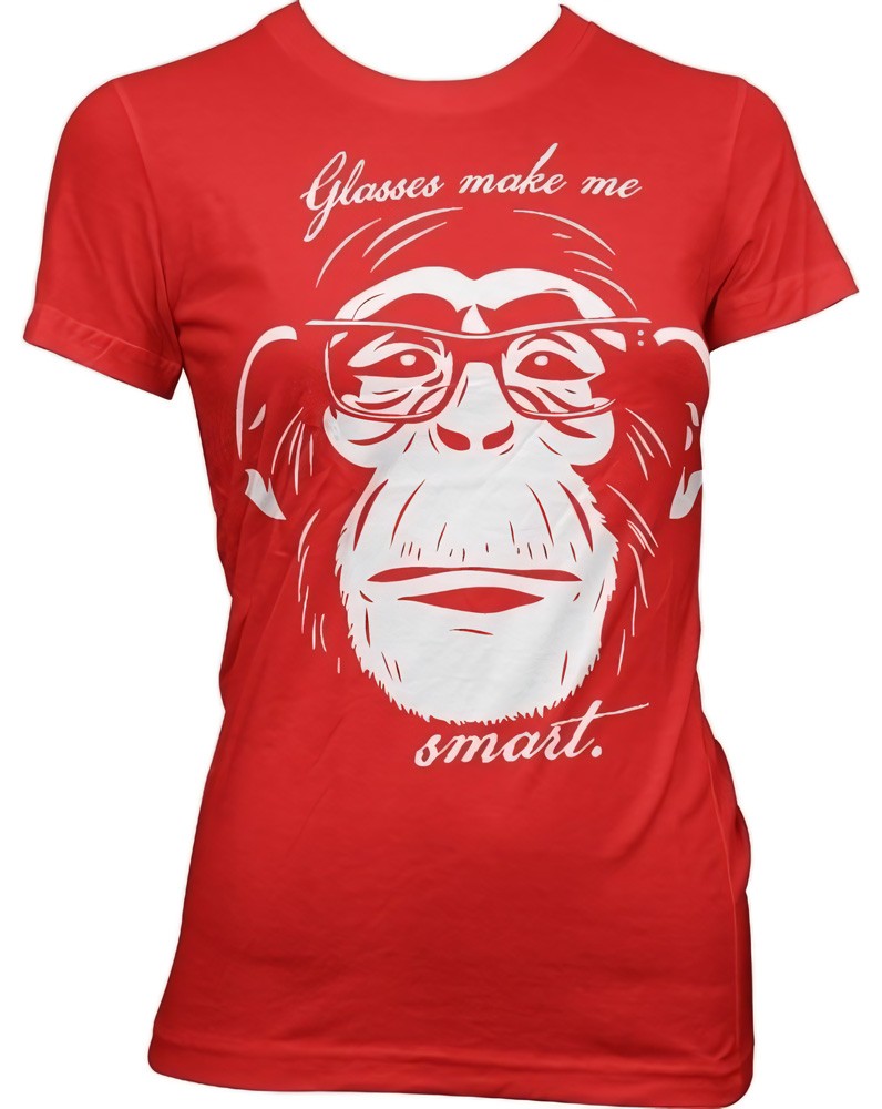 Hybris Glasses Makes Me Smart Girly Tee Damen T-Shirt Rot - Damen