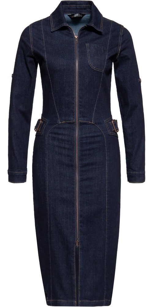 Queen Kerosin Damen Denim Workwear Pencil Kleid Denim - Damen