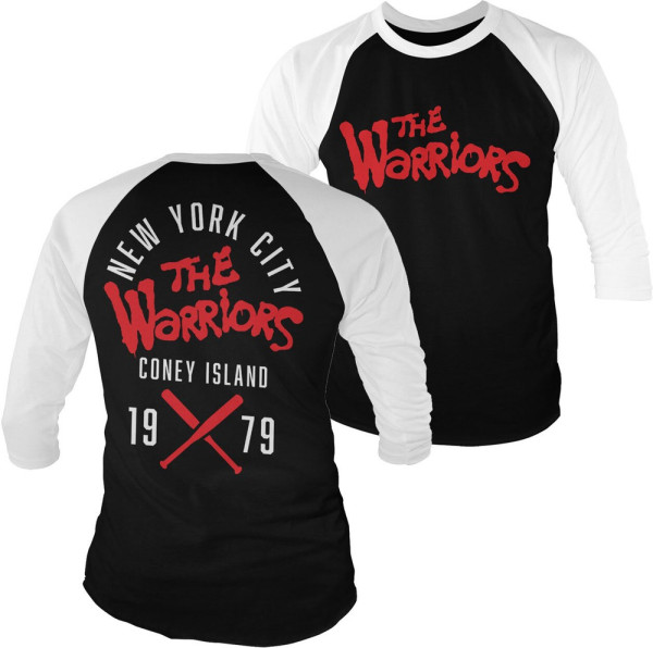 The Warriors Coney Island Baseball 3/4 Sleeve Tee Longsleeve White-Black