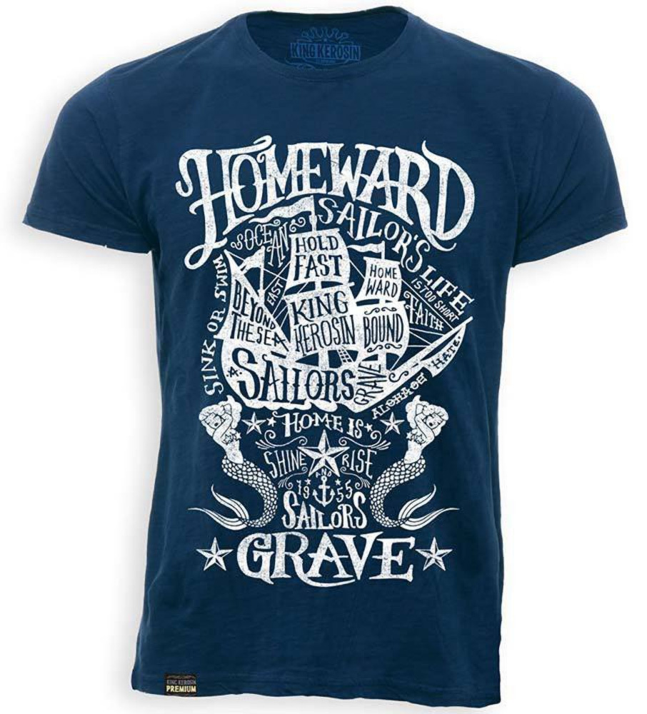 King Kerosin T-Shirt Sailors Grave Vintage Blau - Herren / Unisex