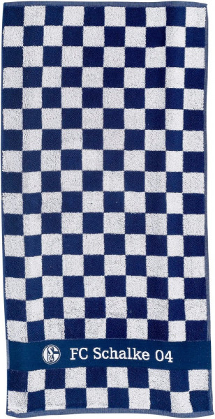 FC Schalke 04 S04 Handtuch Karo Fußball Blau/Weiß