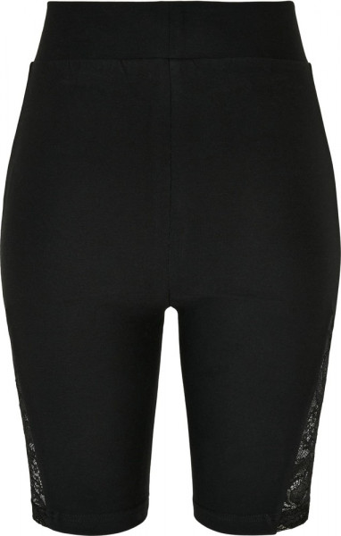 Urban Classics Damen Ladies High Waist Lace Inset Cycle Shorts Black