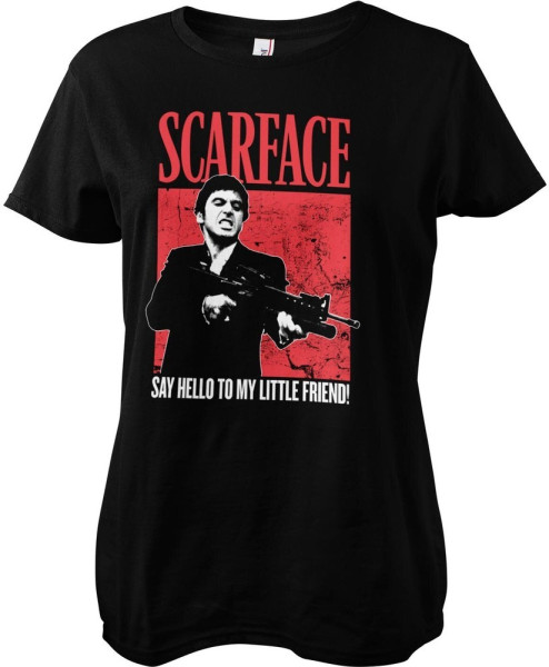 Scarface Say Hello To My Little Friend Girly Tee Damen T-Shirt Black