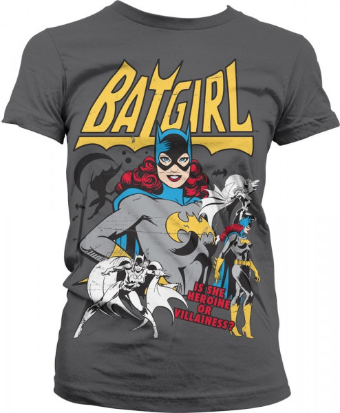 Batgirl Hero Or Villain Girly Tee Damen T-Shirt Dark-Grey