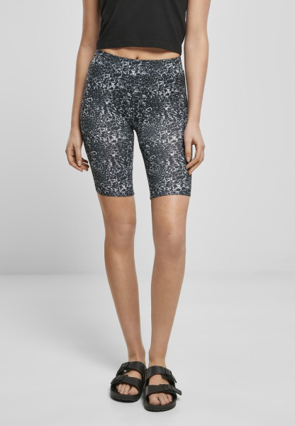 Urban Classics Damen Ladies AOP Cycle Shorts 2-Pack Black/White+Black