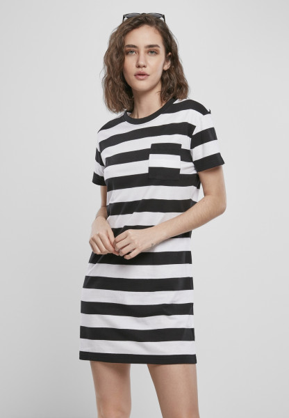 Urban Classics Kleid Ladies Stripe Boxy Tee Dress Black/White
