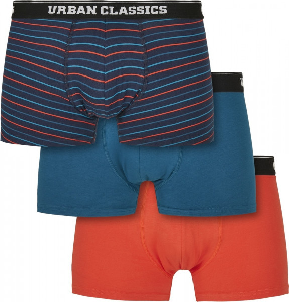 Urban Classics Unterhose Boxer Shorts 3-Pack Ministripeaop+Boxteal+Boxorg