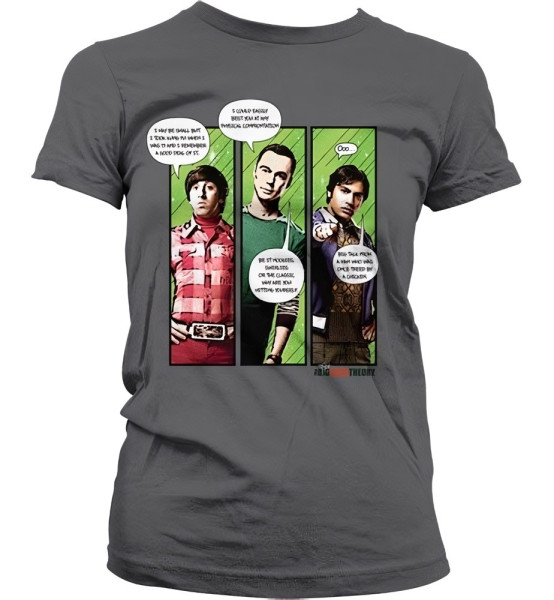 The Big Bang Theory TBBT Superhero Quips Girly T-Shirt Damen Dark-Grey