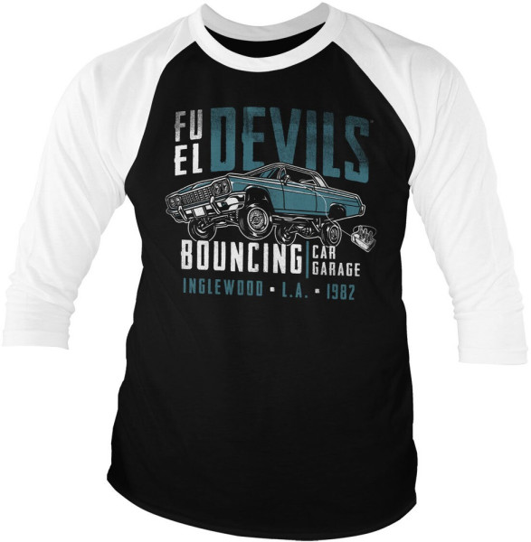 Fuel Devils Bouncing Garage Baseball 3/4 Sleeve Tee Longsleeve White-Black