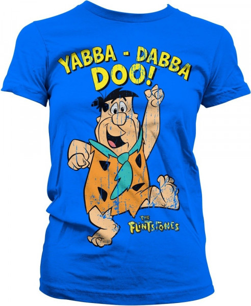 The Flintstones Yabba-Dabba-Doo Girly Tee Damen T-Shirt Blue