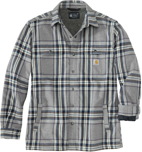Carhartt Jacke Flannel Sherpa Lined Shirt Jac Asphalt