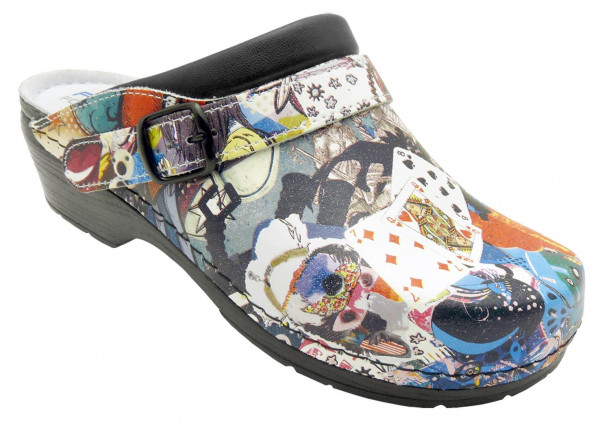 AWC Footwear Berufsschuhe Clog Comic mit schwarzer PU Sohle in Comicmuster