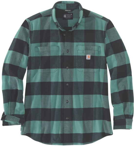 Carhartt Hemd Midweight Flannel L/S Plaid Shirt Slate Green