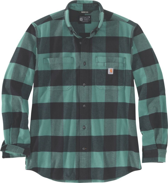 Carhartt Hemd Midweight Flannel L/S Plaid Shirt Slate Green