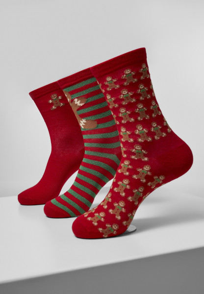 Urban Classics Socks Christmas Gingerbread Lurex Socks 3-Pack Multicolor