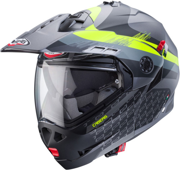 Caberg Motorrad Klapphelm Tourmax X Sarabe Matt-Gun Metallic/Schwarz-Fluo-Gelb