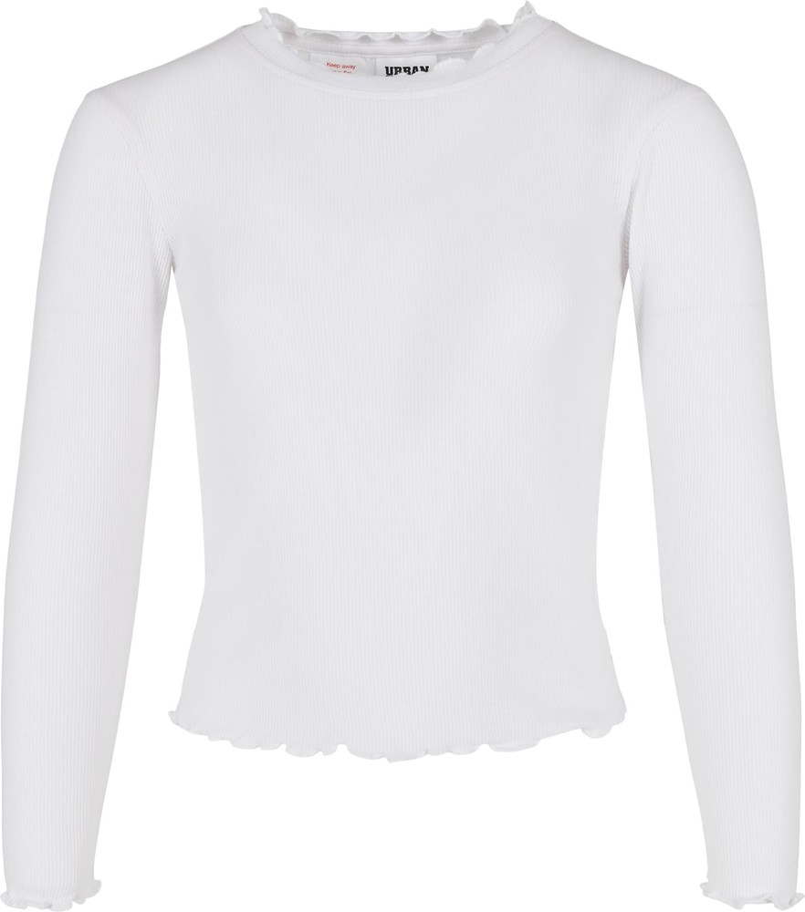 Urban Classics Mädchen Girls Short Rib Longsleeve Weiß - Herren / Unisex