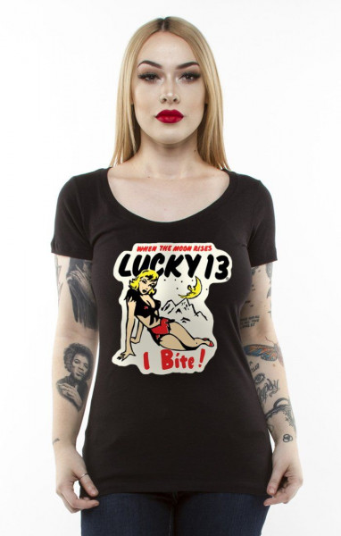 Lucky 13 Female Shirt I Bite Scoop Neck Black