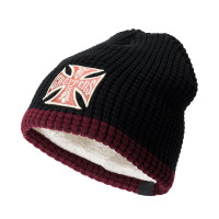 WCC West Coast Choppers Beanie Knitted Cross Beanie Black/Bordeaux