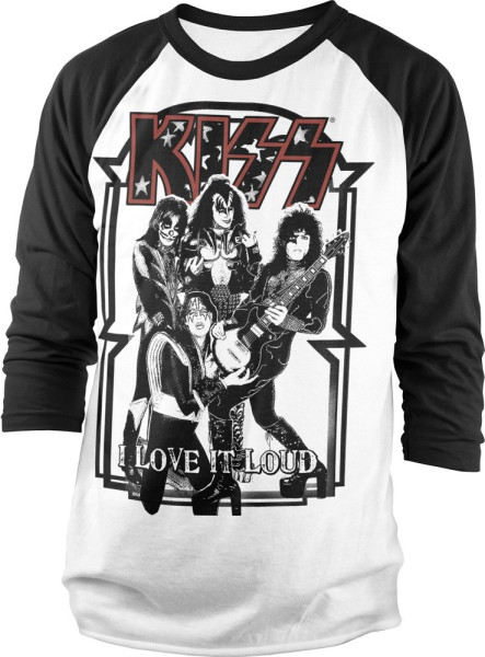 Kiss I Love It Loud Baseball Longsleeve White-Black