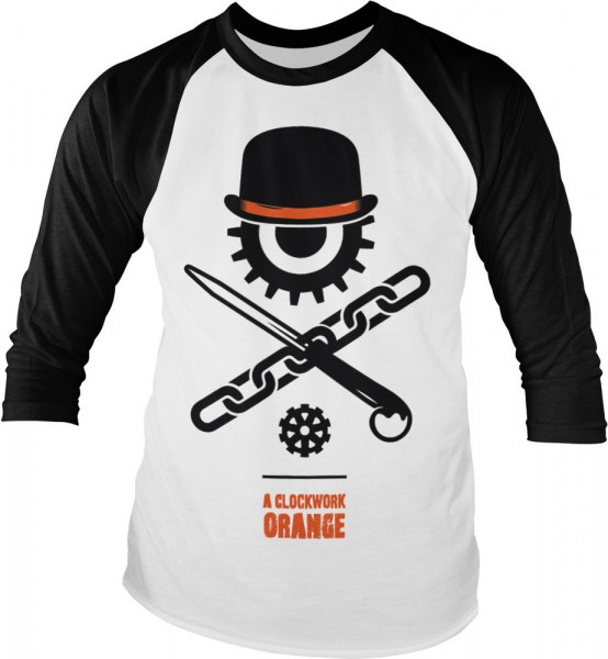 Clockwork Orange Bowler Eye Longsleeve Baseball Tee White-Black