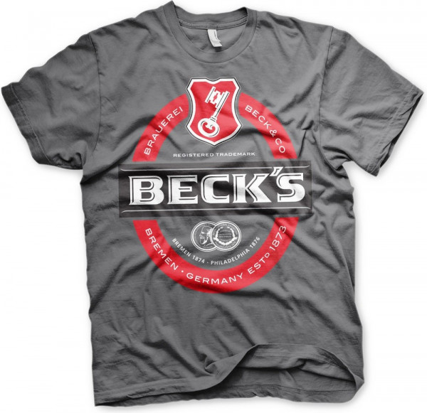 Beck's Label Logo T-Shirt Dark-Grey